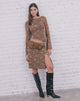 Image of Elif Midi Skirt in Leafy Flock Dark Taupe