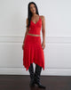 Image of Samaria Gathered Midi Skirt in Cupro Red