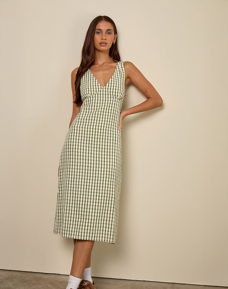 Image of Lavisha Midi Dress in Green Check
