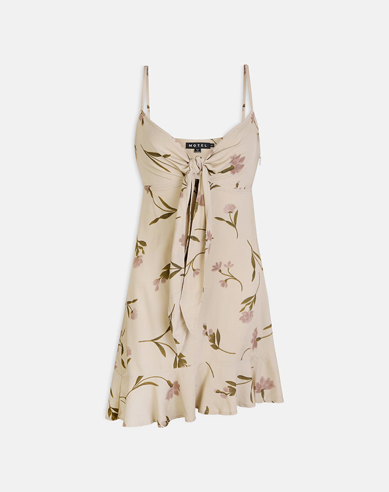 Image of Lazlo Mini Dress in Bloom Leafy Taupe