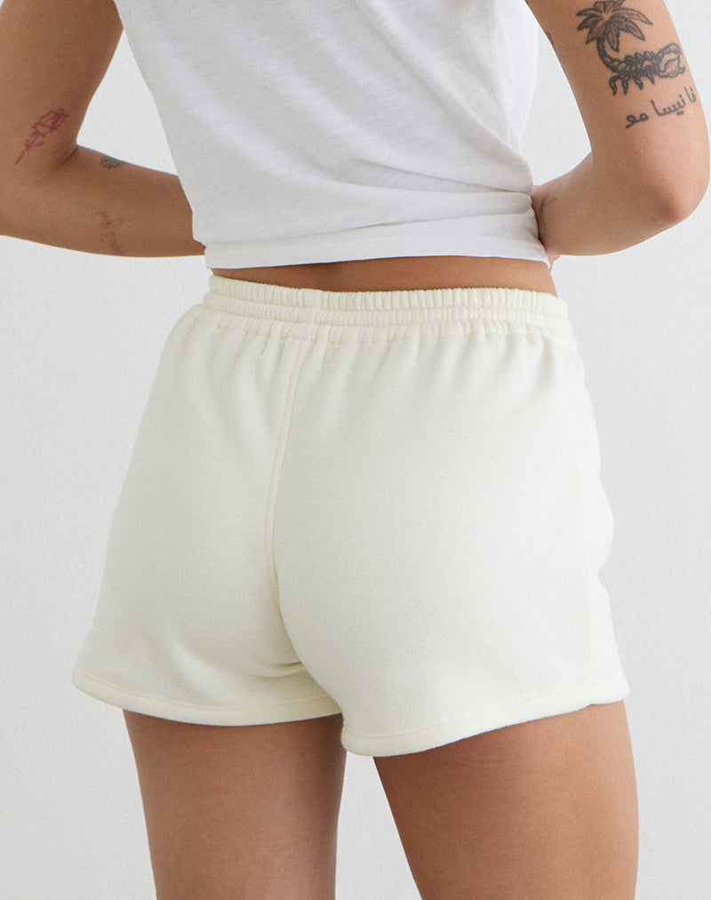 Image of Lecent Short in Winter White with Tonal M Embroidery