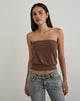 Image of Leocadia Bandeau Top in Cupro Bitter Chocolate