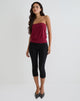 Image of Leocadia Bandeau Top in Cupro Dark Red