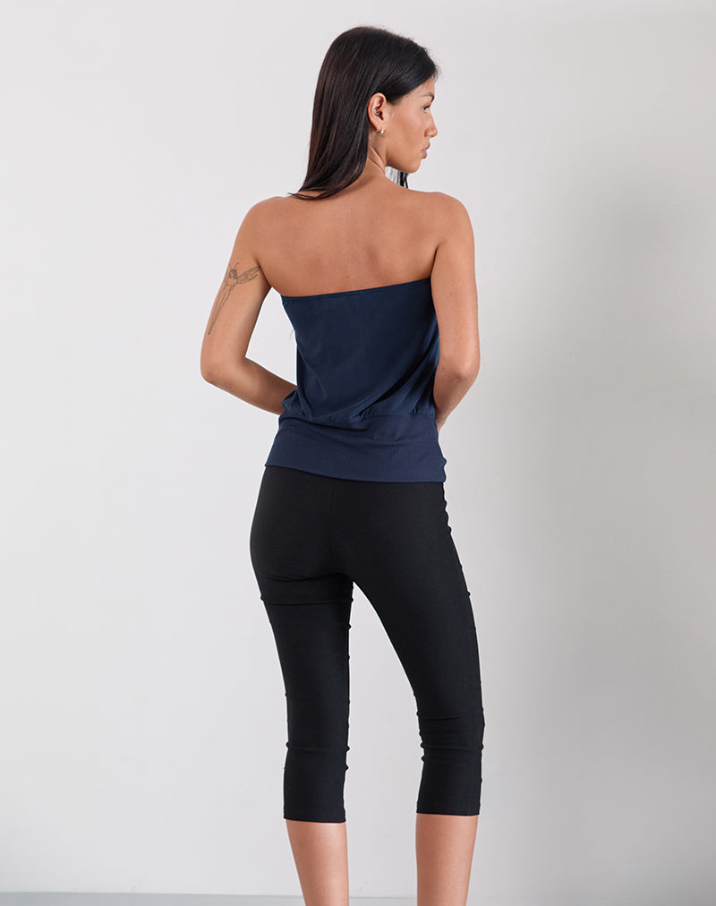 Image of Leocadia Long Bandeau Top In Cupro Navy