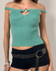 Image of Lesly Bardot Top with O Ring in Turquoise