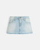 Image of Low Rise Denim Mini Skirt in Icy Blue