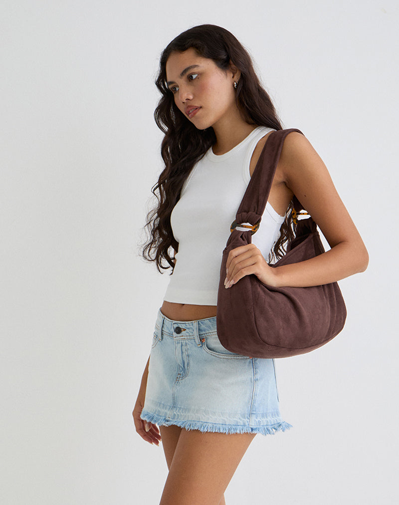Image of Tetira Bag with Double Tortoise Shell Buckle in Brown