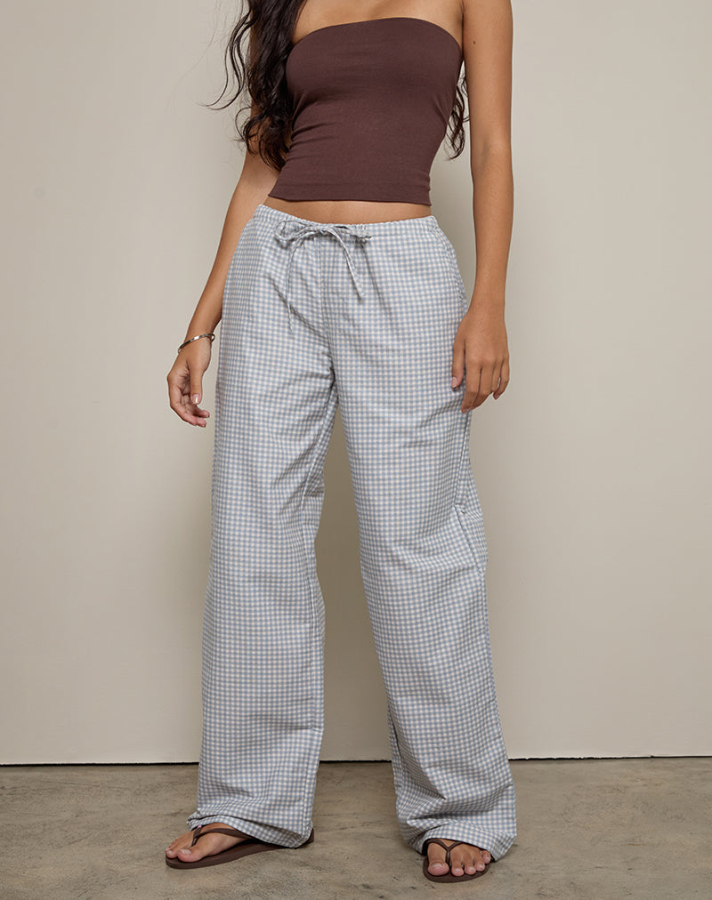Image of Lirura Trouser in Mini Gingham Blue and Grey