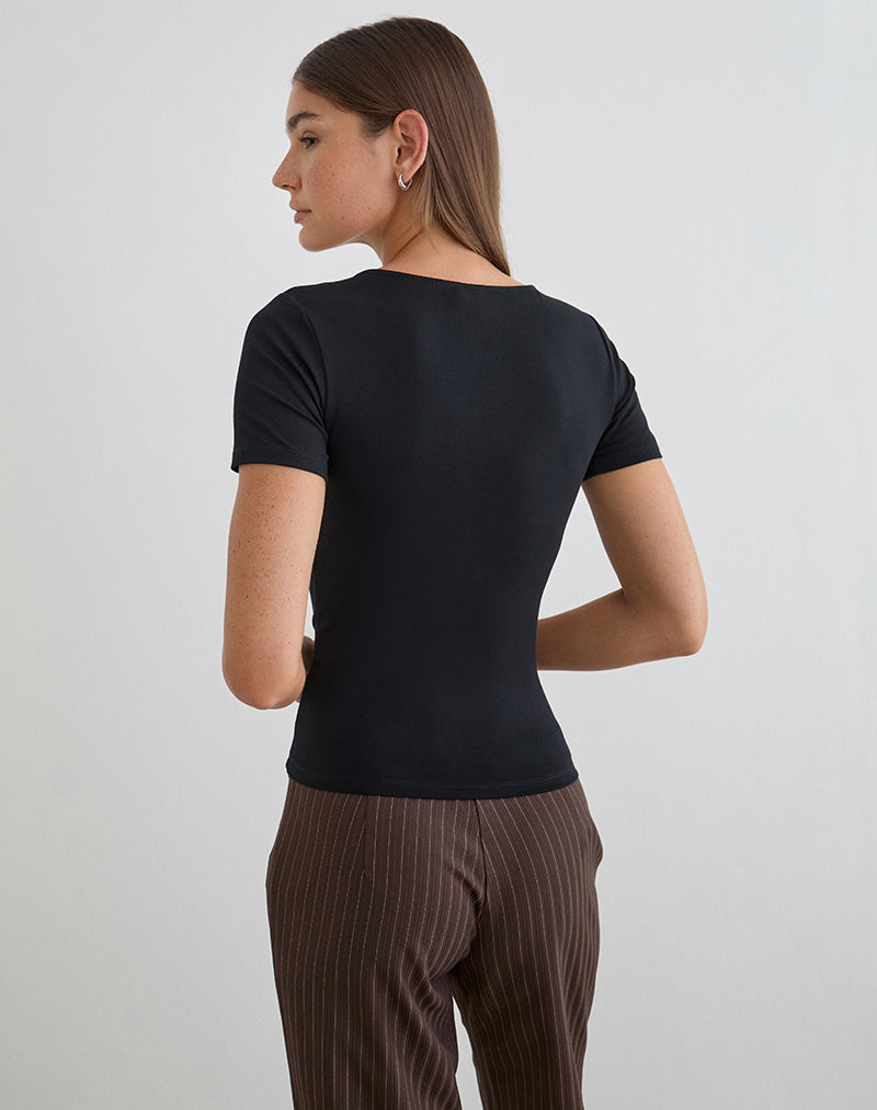 Image of Lobos Crossover Top in Rayon Jersey Black