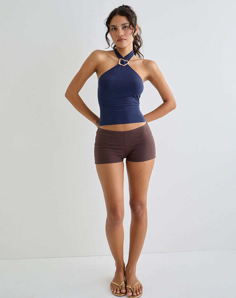 Image of Lorie Halter Top in Cupro Navy