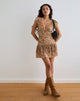 Image of Lotri Wrap Mini Dress in Cluster Floral Brown