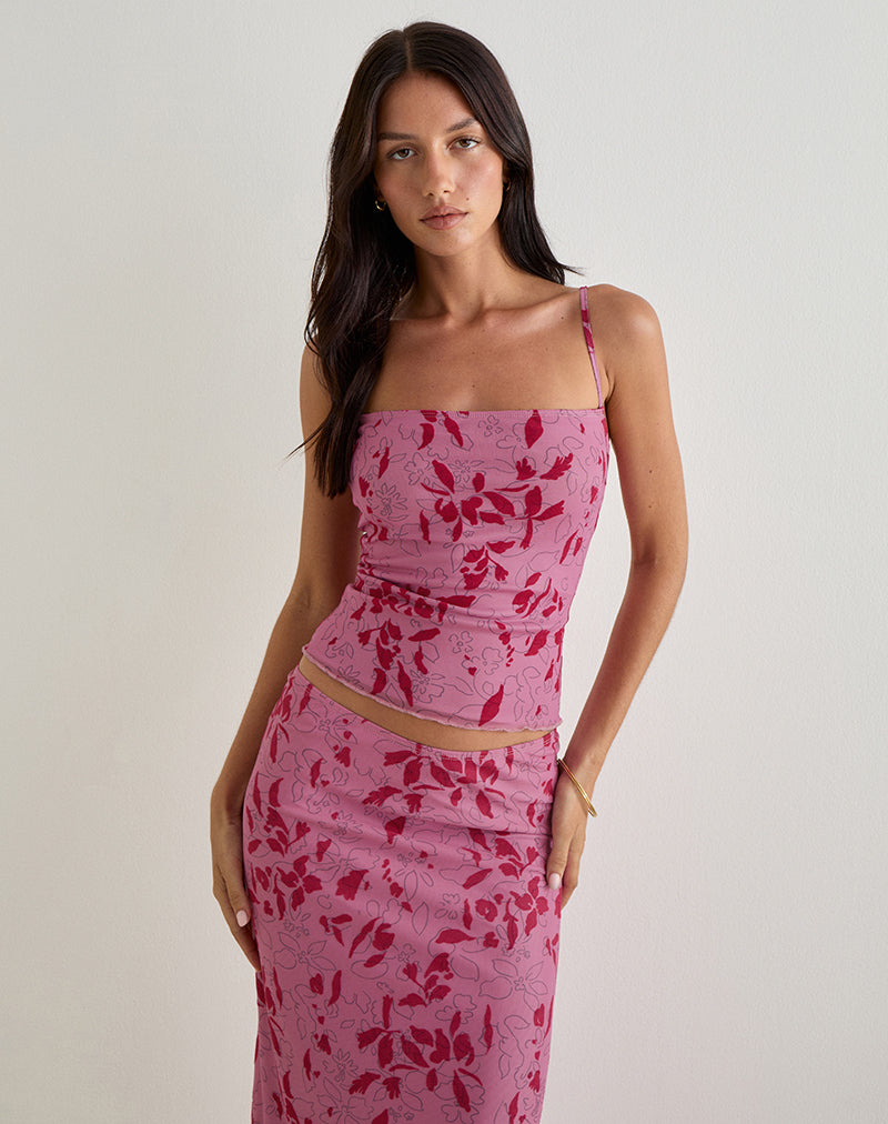 Image of Lotus Cami Top in Stencil Flower Pink