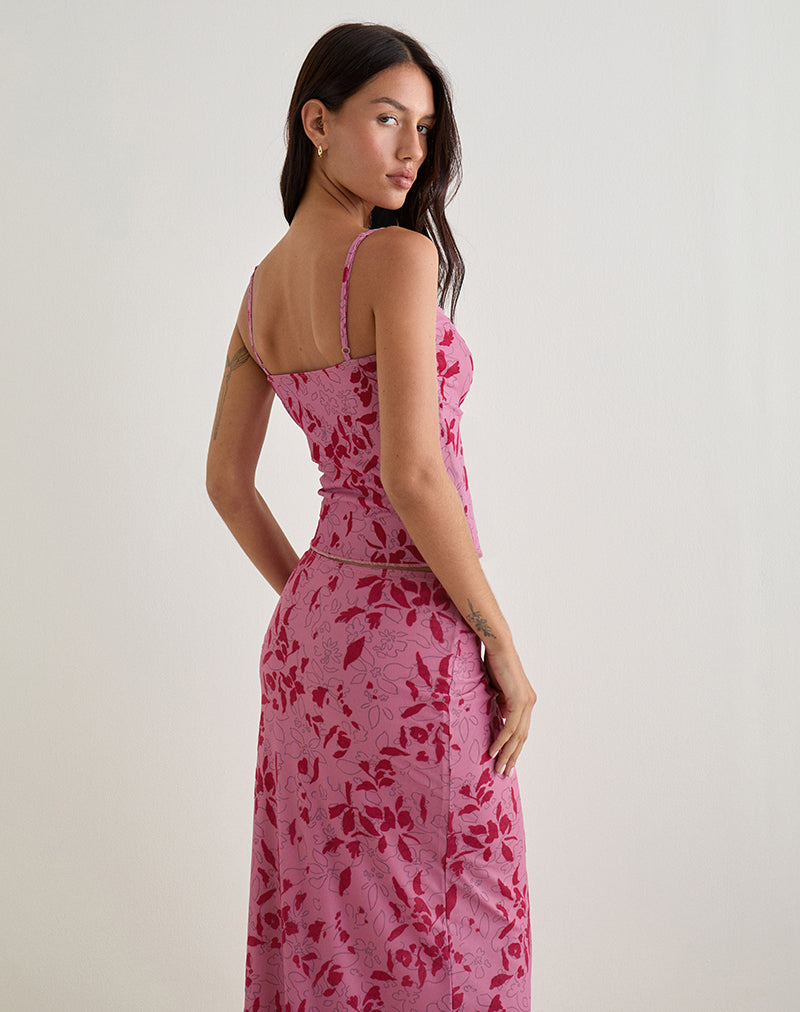 Image of Lotus Cami Top in Stencil Flower Pink
