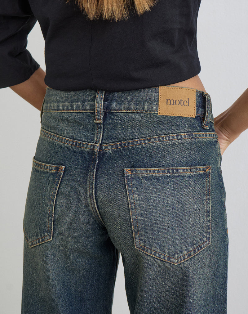 Image of Low Rise Parallel Jeans in Dirty Green