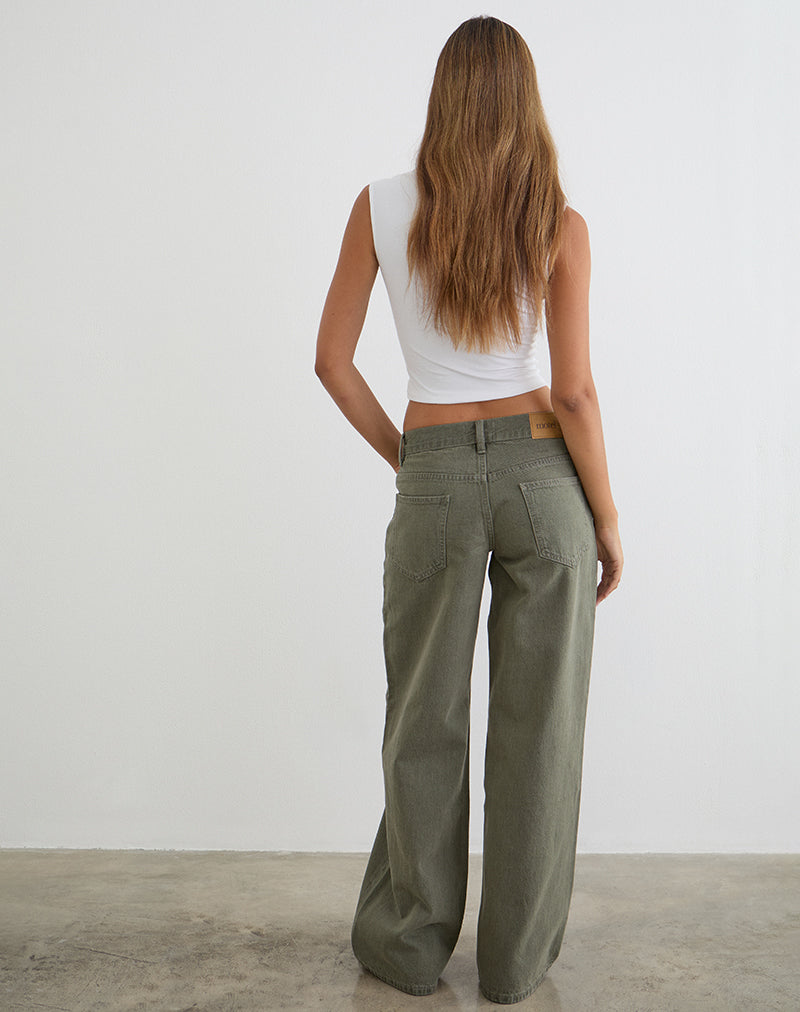 Image of Low Rise Roomy Jeans in Olive