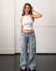 Image of Low Rise Roomy Jeans in Extreme Rip Vintage Blue
