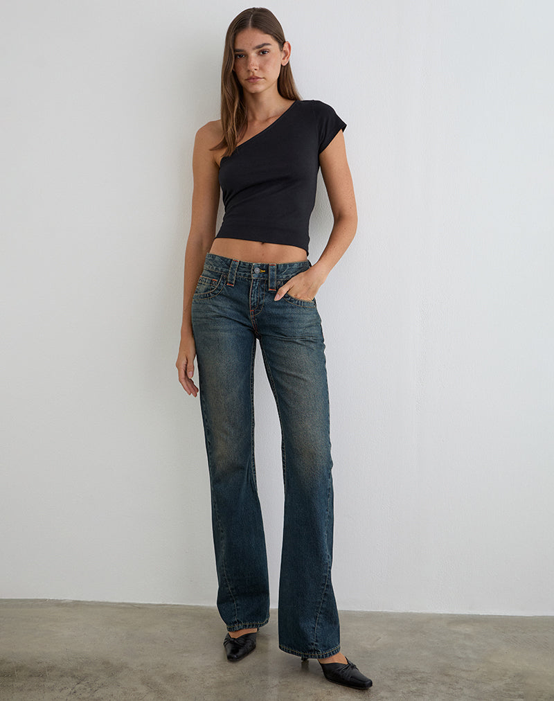 Image of Low Rise Twisted Seam Jeans in Dirty Green