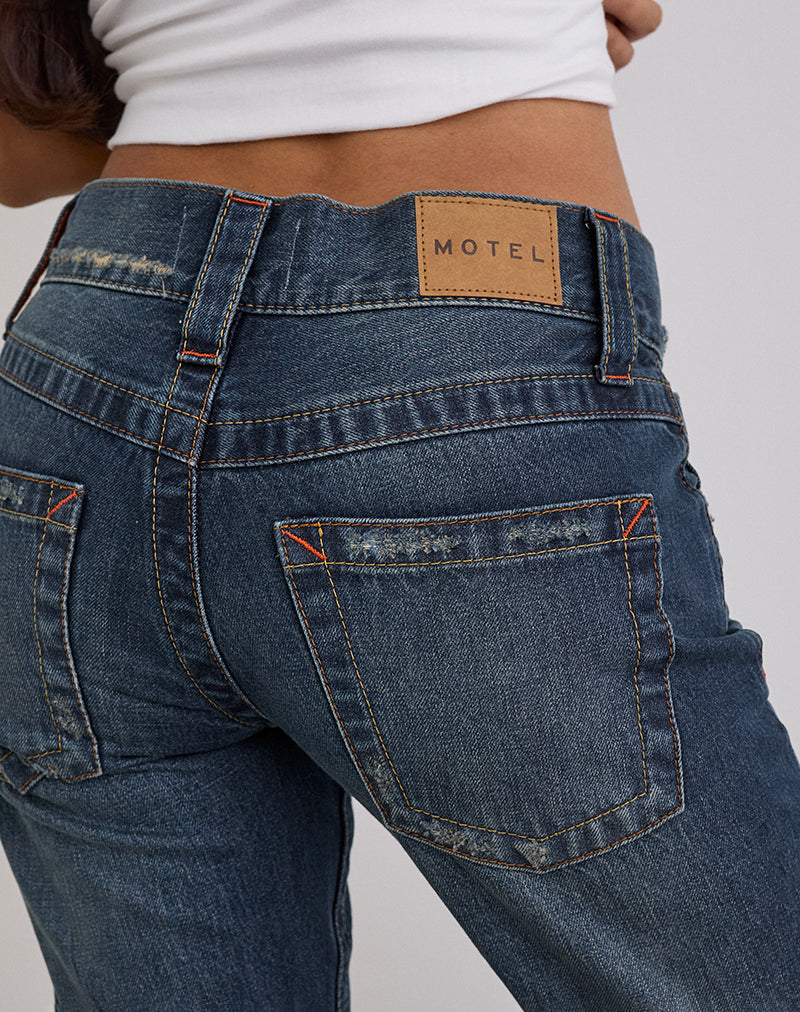 Image of Low Rise Twisted Seam Jeans In Mid Blue Tint
