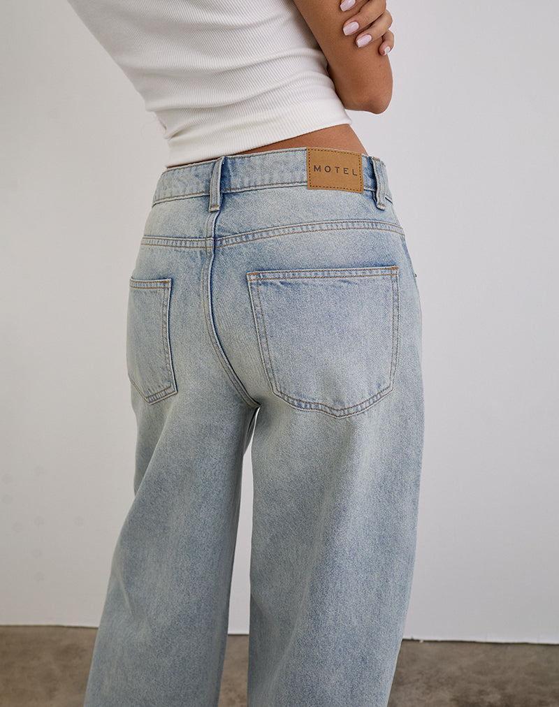 Image of Low Slung Roomy Jeans in Breeze Blue Wash