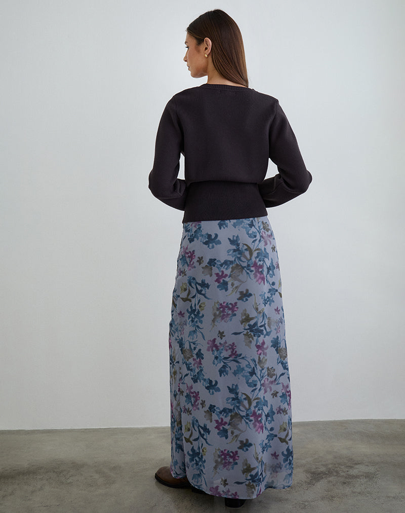 Image of Lurina Maxi Skirt in Chiffon Shadow Lily Blue