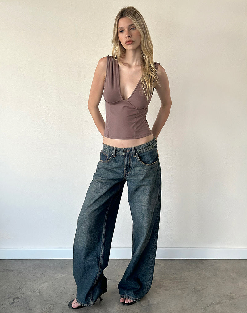 Image of Low Rise Roomy Jeans in Dirty Green