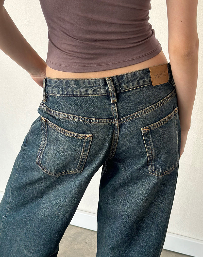 Image of Low Rise Roomy Jeans in Dirty Green