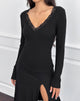 Image of Maivi Long Sleeve Top in Black with Lace Trim
