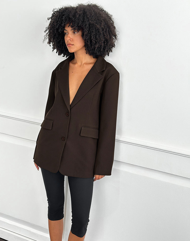 Image of Maiwa Textured Tailoring Blazer in Brown