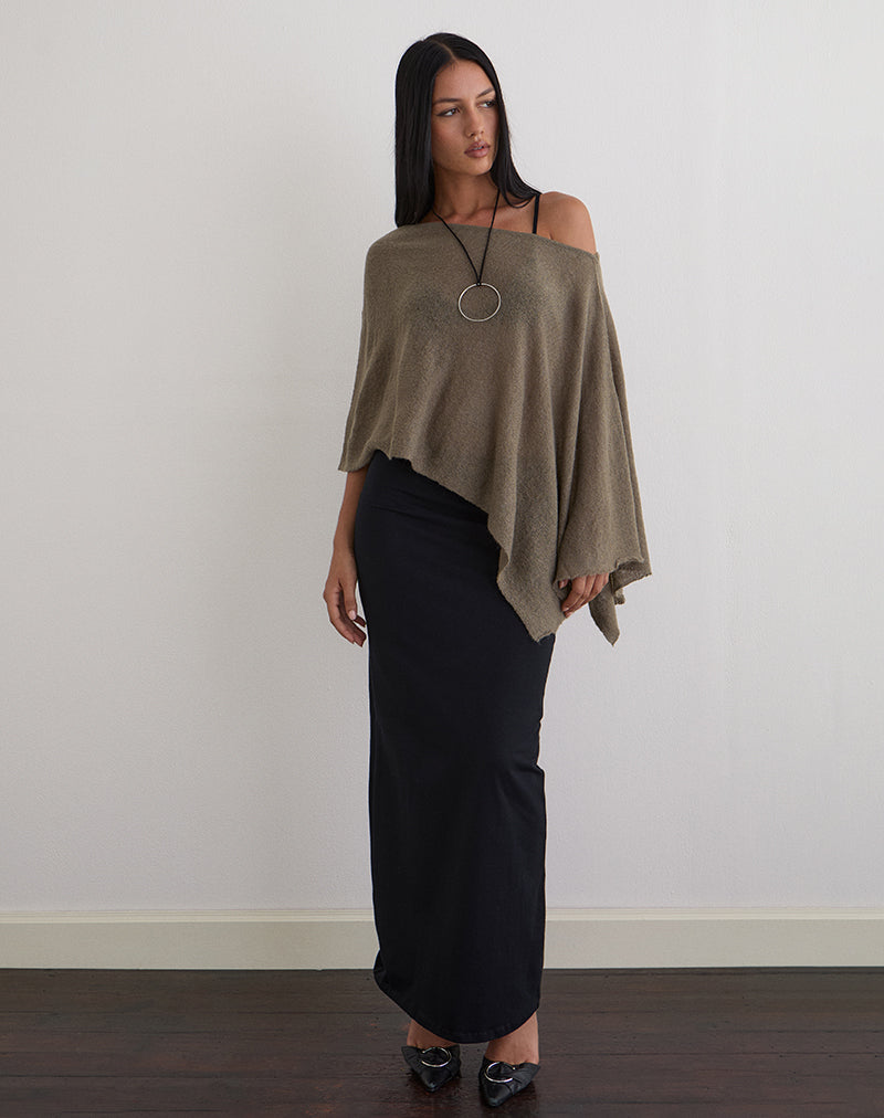 Image of Maliha Poncho in Sheer Knit Taupe