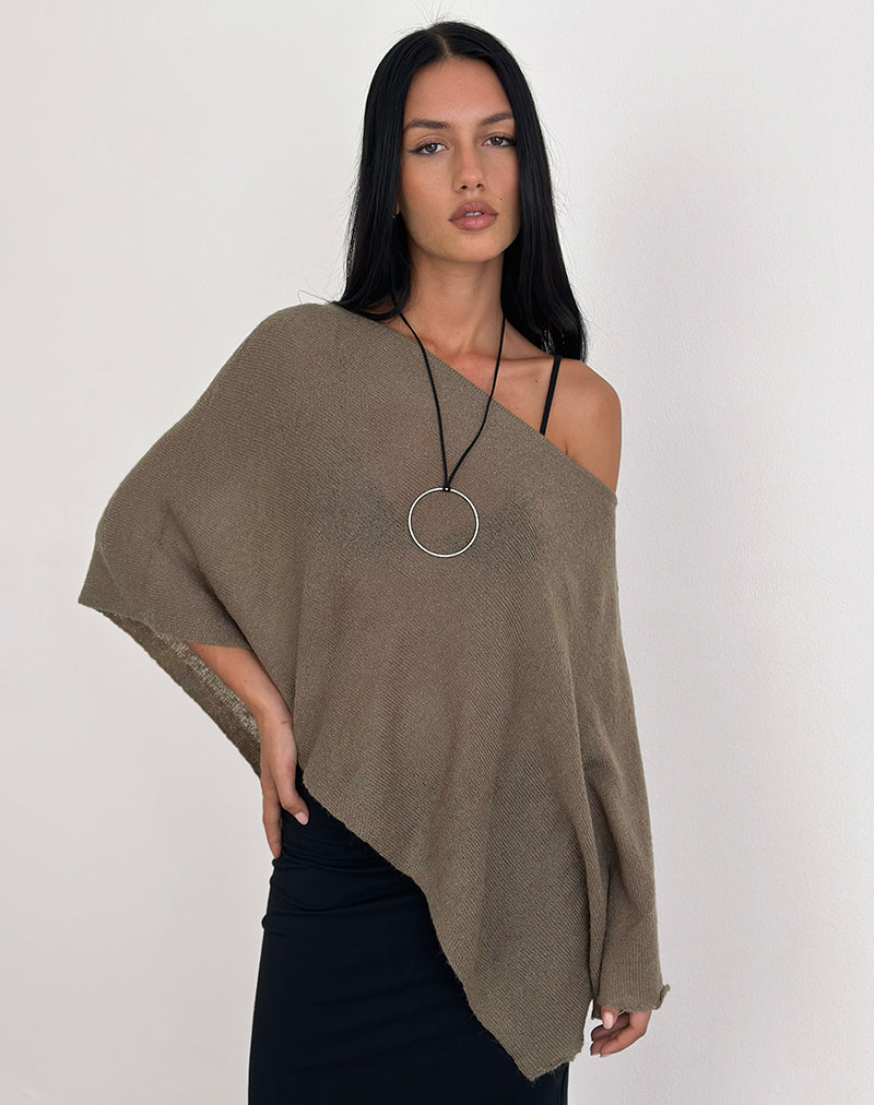 Image of Maliha Poncho in Sheer Knit Taupe