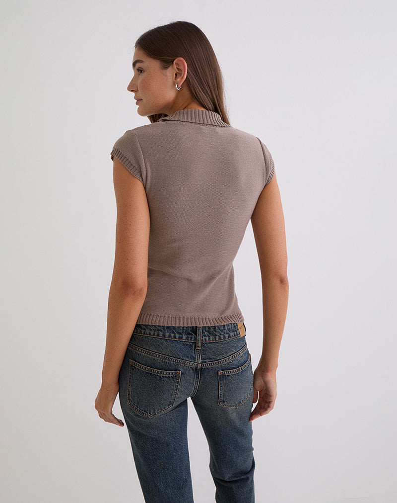 Image of Malya Top with Buckle in Knit Taupe