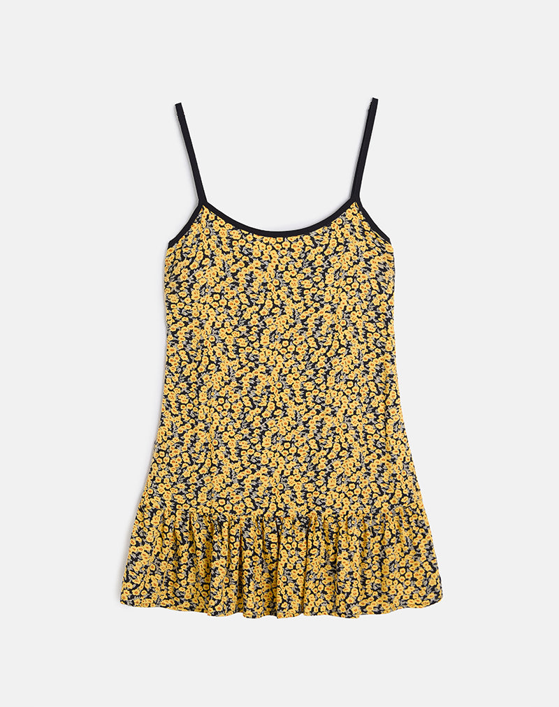 Image of Marige Roundneck Mini Dress in Mini Bloom Yellow