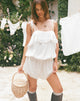 Image of Melosa Tie Strap Playsuit in Rayon White with Lace Trim