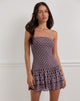 Image of Midea Bandeau Dress in Stripe Polka Plum