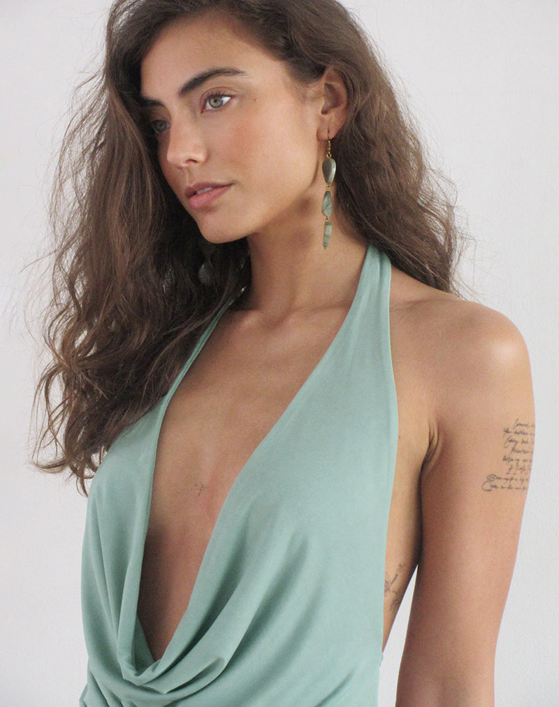 Image of Miharu Mini Dress in Aqua Grey