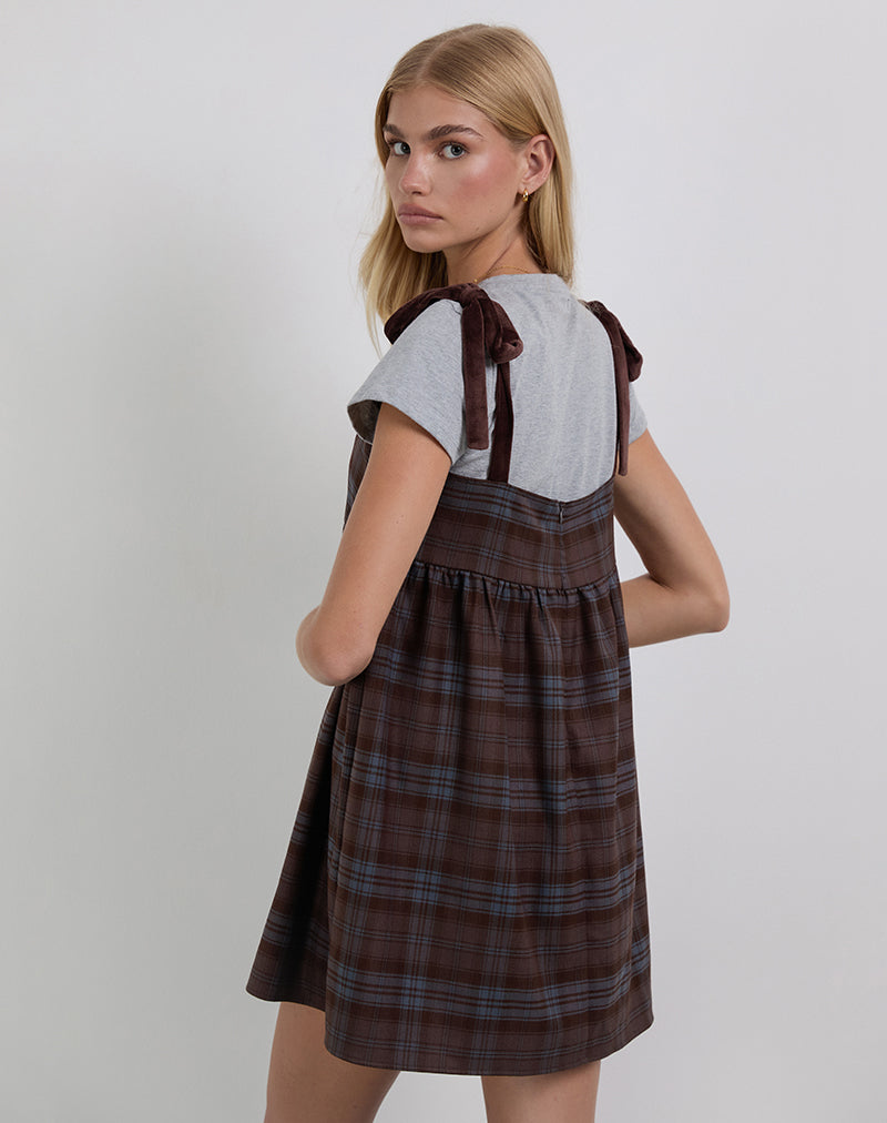 Image of Mikayla Mini Dress in Burgundy and Blue Check