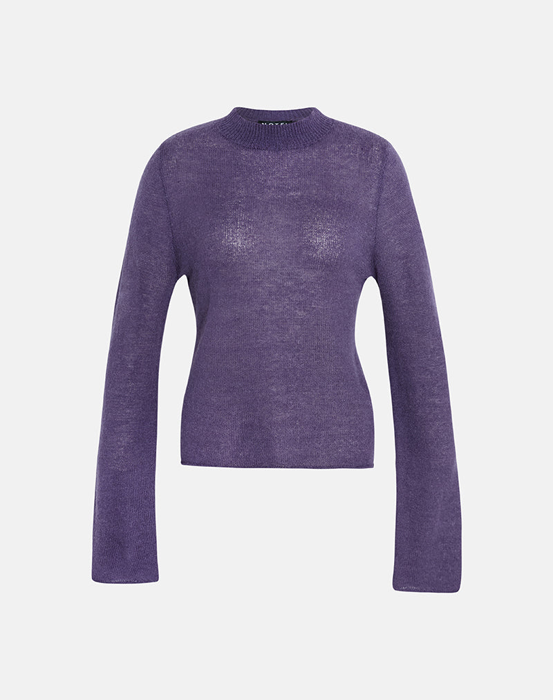 Image of Miku Long Sleeve Top in Sheer Knit Purple