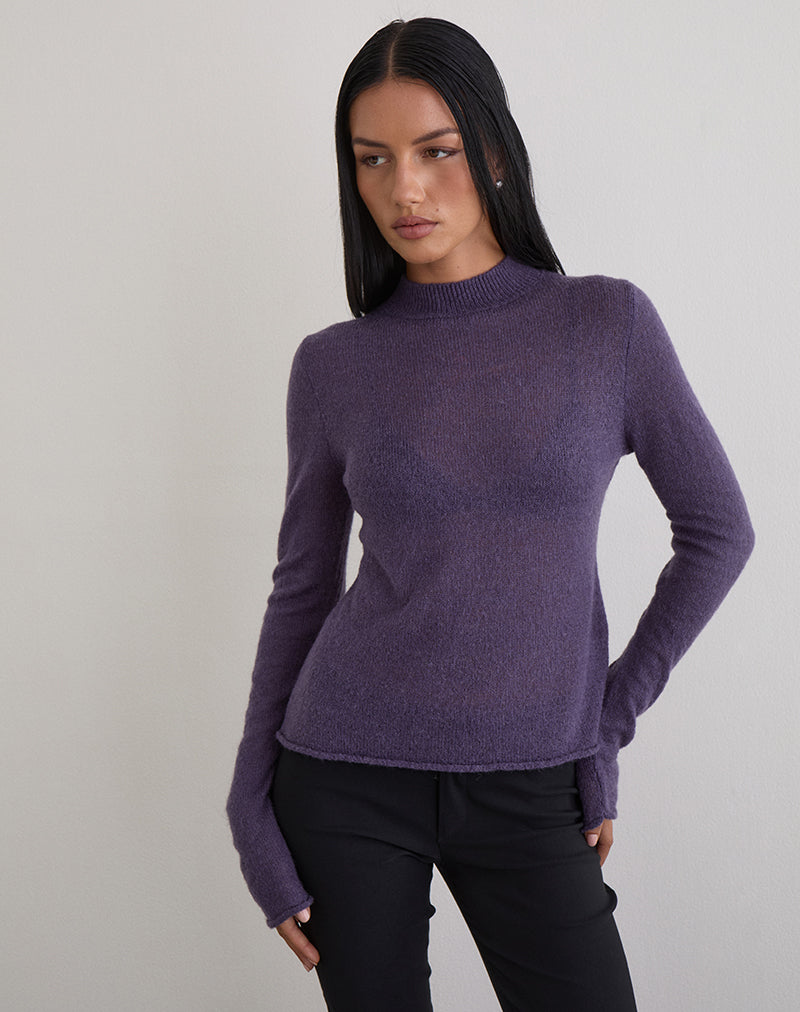 Image of Miku Long Sleeve Top in Sheer Knit Purple