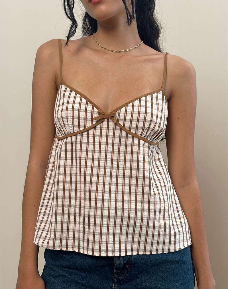 Image of Milota Cami Top in Brown Check
