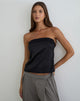 Image of Minae Bandeau Top with Lace Trim in Satin Black