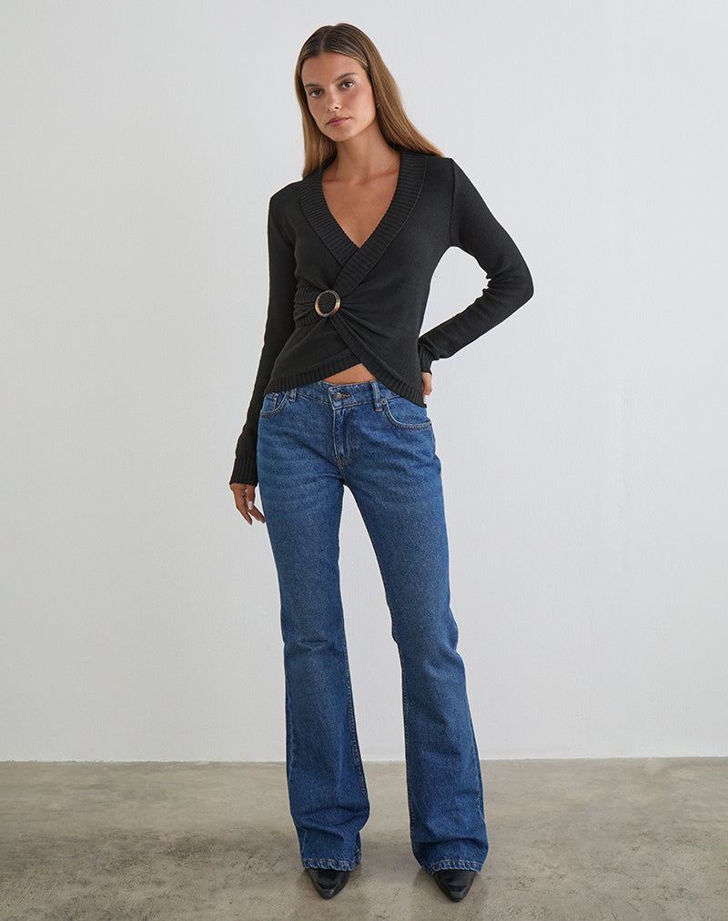 Image of Minara Top with Resin Buckle in Knit Black
