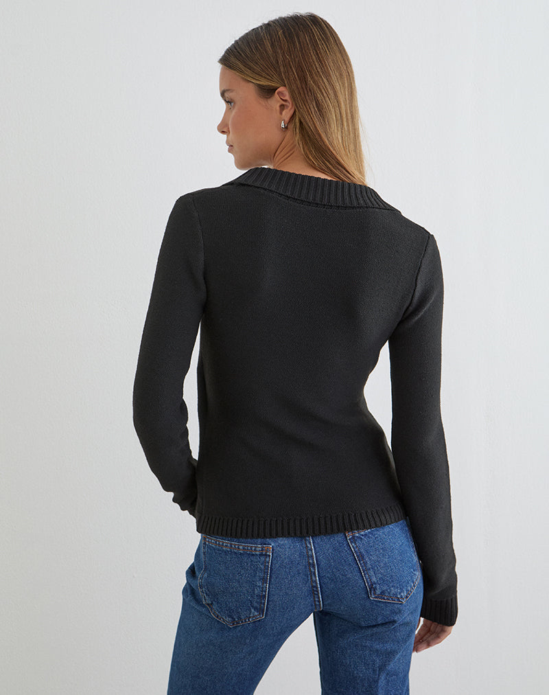 Image of Minara Top with Resin Buckle in Knit Black