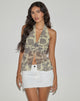 Image of Miran Halterneck Top in Blurred Floral Yellow