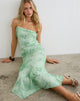 Image of Mumun One Shoulder Asymmetric Midi Dress in Turquoise