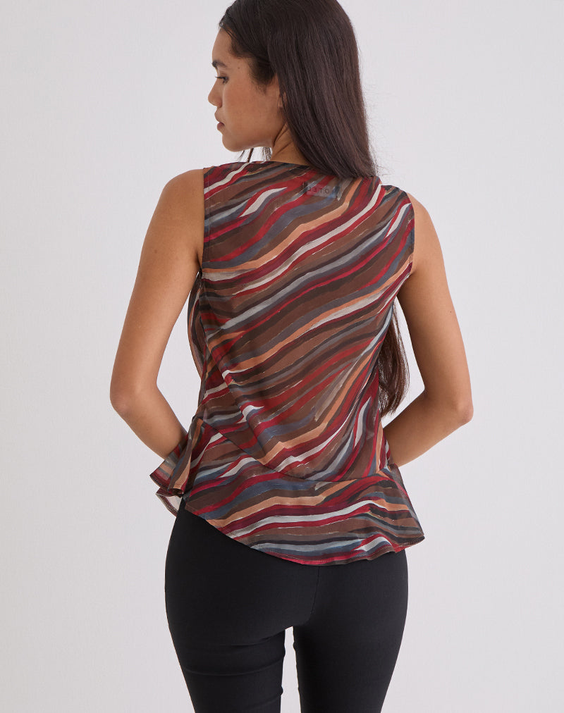 Image of Nakiya Cowl Top in Chiffon 70's Shadow Stripe