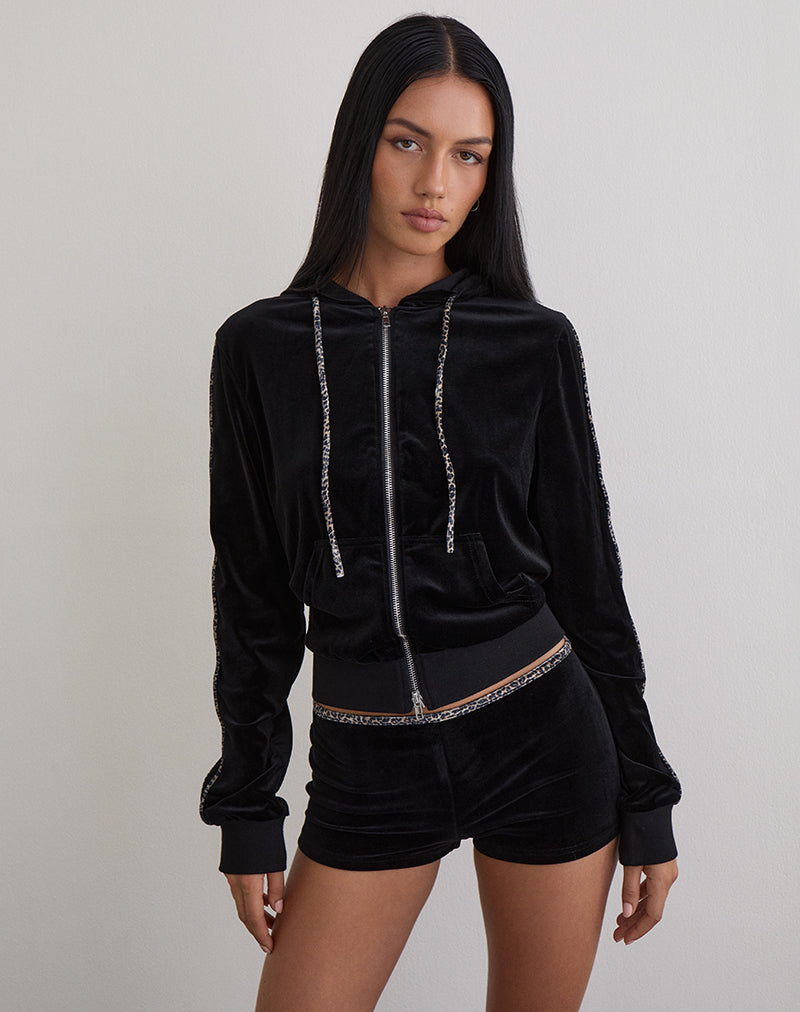 Image of Nakoa Waist Short in Black with Rar Leopard Binding