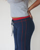 Image of Nanine Trouser in Navy with Adrenaline Red Binding