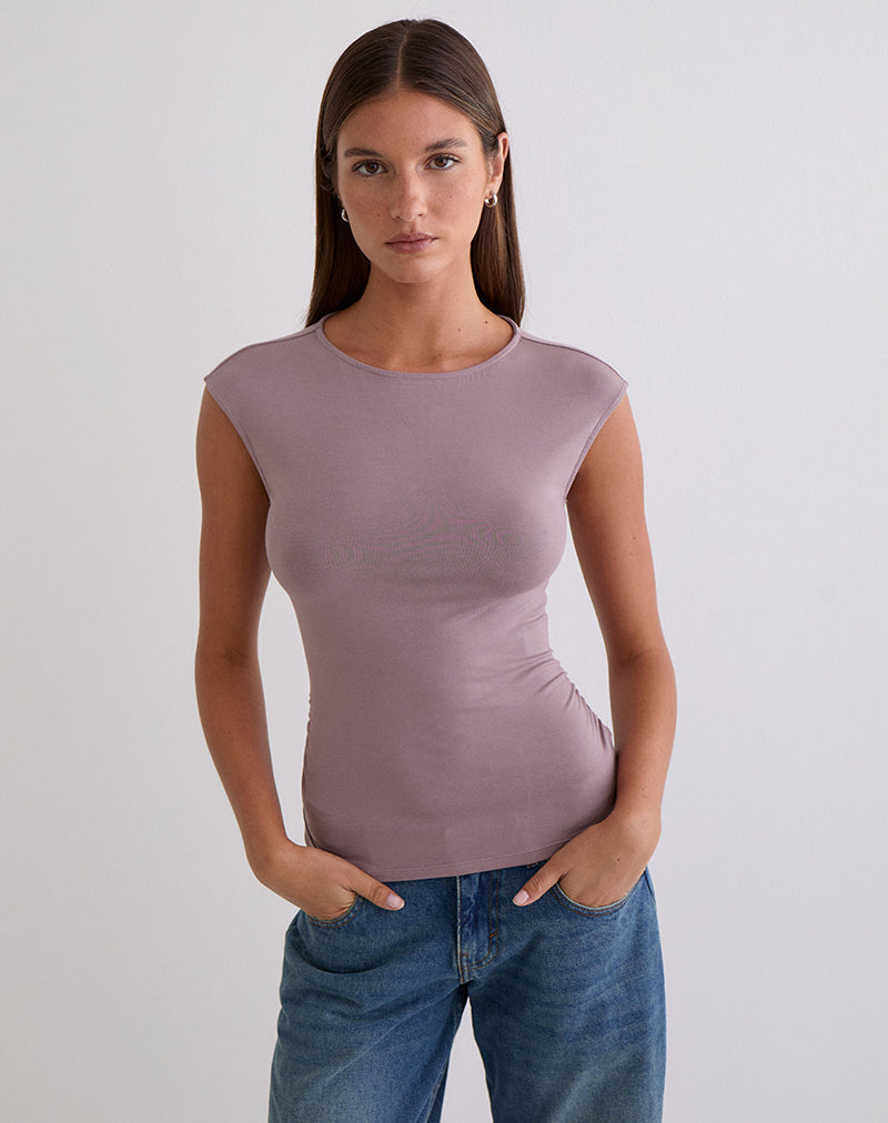 Image of Novia Top with Ruched Sides in Dusty Mauve