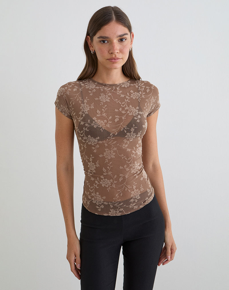 Image of Nuovo Top in Leafy Flock Dark Taupe