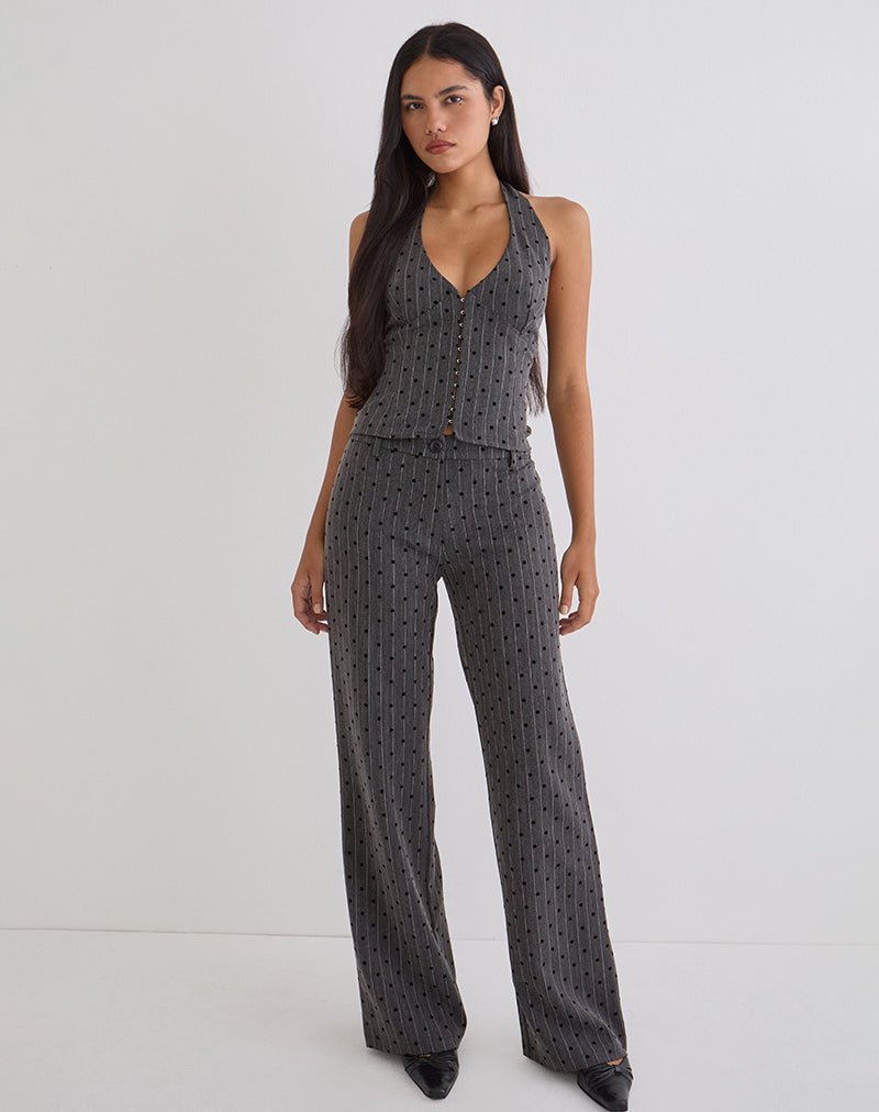 Image of Tatina Trouser in Charcoal with Polka Pinstripe